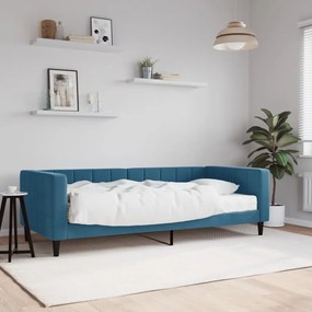 Divano Letto Con Materasso Blu 90x200 Cm İn Velluto /