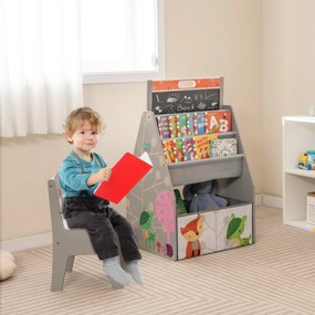 Costway Doppio lato cavalletto per bambini e stazione di gioco, Set tavolo e sedia con lavagna bianca e lavagna magnetica 2 Colori