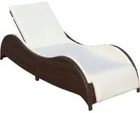 Lettino Prendisole con Cuscino in Polyrattan Marrone 41974