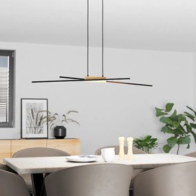 Lampadario Moderno Panagria Led Alluminio Rivestito In Legno Nero E Marrone