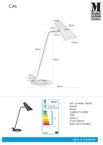 Markslöjd 106781 - Lampada da tavolo CAL 1xE14/40W/230V