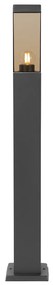 Lampada da esterno moderna a palo grigio scuro con vetro fumé 80 cm - Malios