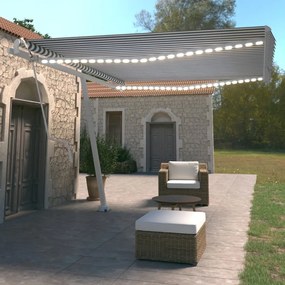Tenda Automatica Con Sensore Vento E Led 450x350 Cm Blu Bianca /