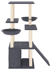 Albero per gatti con tiragraffi in sisal grigio scuro 133 cm