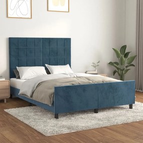 Giroletto Senza Materasso Blu Scuro 140x200 Cm Velluto /