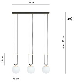 Lampadario a sospensione con filo GLAM 3xE14/10W/230V nero