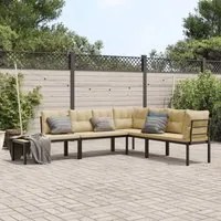 Set Panche Giardino Cuscini 4pz Nero Acciaio Verniciato Polvere 3283645