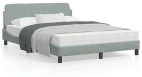 Giroletto Senza Materasso Grigio Chiaro 140x200 Cm Velluto /