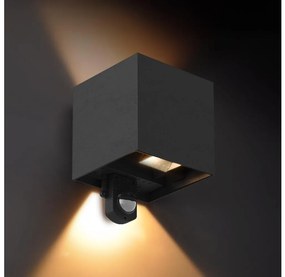 Brilagi - Lampada da parete per esterni CUBE LED con sensore, 6 W, 230 V, nera