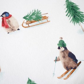 Set copripiumino e federa bianco in flanella per letto matrimoniale e per letto esteso 230x220 cm Snowy Penguin – Catherine Lansfield