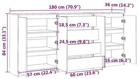 Credenze 3 pz in Legno Massello di Pino Nero