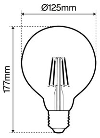 Lampada LED E27 4W a Filamento Vintage Bumped, 2.000K - G125 Colore del corpo Smoky