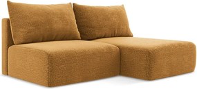 Divano angolare arancione allungabile/con contenitore (con penisola a destra) Kalena – Makamii