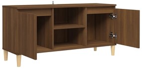 Mobile tv gambe in legno marrone rovere 103,5x35x50 cm