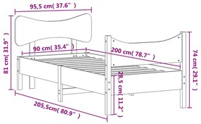 Giroletto con Testiera 90x200 cm in Legno Massello di Pino