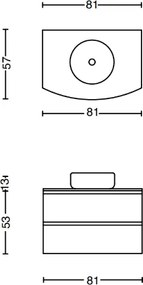 Mobile bagno sospeso 80 cm ZORA Rosa Opaco con top e lavabo d'appoggio