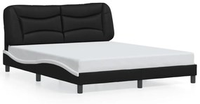 Giroletto Con Luce Led Nero E Bianco 160x200 Cm İn Similpelle /