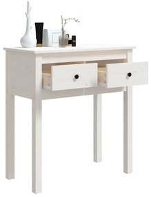 Tavolo consolle bianco 70x35x75 cm in legno massello di pino