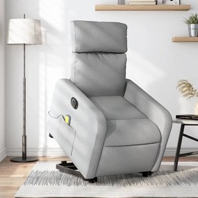 Poltrona Alzapersona Massaggi Elettrica Grigio Chiaro Tessuto /