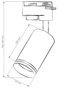 Faretto per sistema a binario PARIGI 3xGU10/10W/230V + 1 m rotaia sistema
