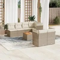 Set Divano da Giardino 8 pz con Cuscini Beige in Polyrattan 3223517