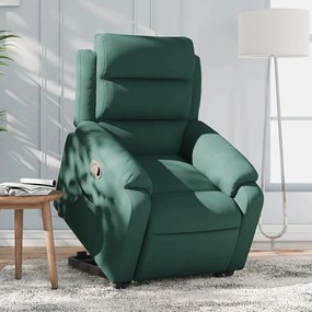 Poltrona Alzapersona Reclinabile Verde Scuro İn Velluto /