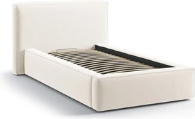 Letto singolo imbottito color crema con contenitore con rete inclusa 90x200 cm Jodie – Micadoni