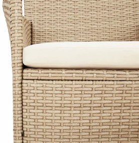 Set da Pranzo da Giardino 3 pz con Cuscini Beige in Polyrattan