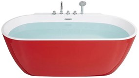 Vasca da bagno freestanding rossa con rubinetteria 170 x 80 cm ROTSO Beliani
