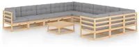 Set Divani da Giardino 12 pz con Cuscini Legno Massello di Pino cod mxl 44717