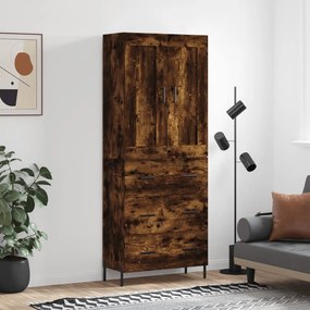 Credenza Rovere Fumo  69,5x34x180 Cm İn Legno Multistrato /