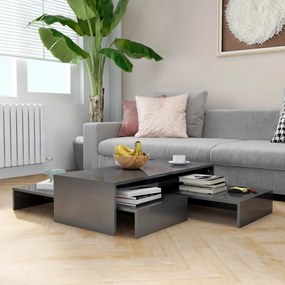 Set Tavolini Ad Incastro Grigio Lucido 100x100x26,5 Cm /