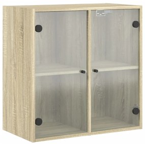 Mobile a Muro con Ante in Vetro Rovere Sonoma 68x37x68,5 cm