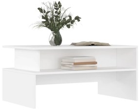 Tavolino da salotto bianco 90x55x42,5 cm in legno multistrato