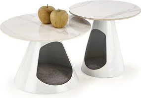 Set di 2 Tavolini da caffè Osario effetto marmo bianco