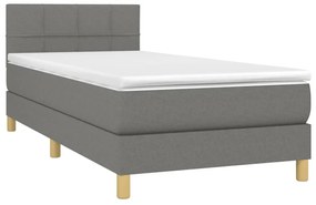 Letto a molle materasso e led grigio scuro 80x200 cm in tessuto