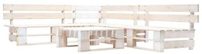 Set divani da giardino su pallet 4 pz in legno bianco