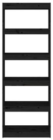 Libreria/divisorio nero 60x30x167,5 cm in massello di pino