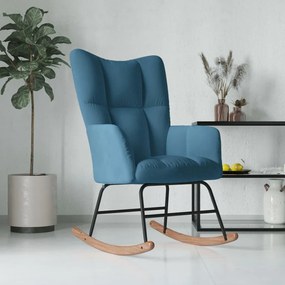 Sedia A Dondolo Blu İn Velluto /