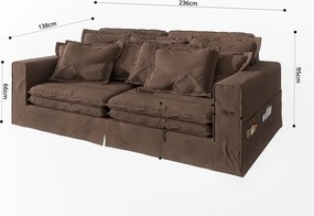 Divano marrone scuro 236 cm Nora – Ropez