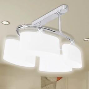 Lampada Da Soffitto Ellissoidale Vetro Paralume 4 Lampadine E14 /