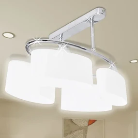 Lampada Da Soffitto Ellissoidale Vetro Paralume 4 Lampadine E14 /