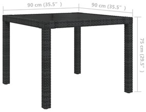 Set da Pranzo da Giardino 5 pz con Cuscini in Polyrattan Nero