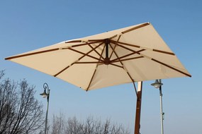 Ombrellone da Giardino Decentrato 3x3m in Legno Telo in Acrilico Danieli San Francisco Ecrù...