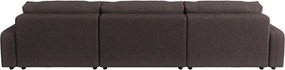 Divano angolare marrone allungabile/con contenitore (a U) con rivestimento in velluto a coste Sara – Ropez
