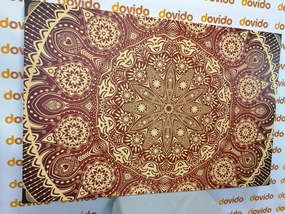 Quadro su tela – Mandala ornamentale con pizzo in bordeaux