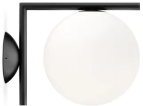 Flos IC Lights Ceiling/Wall 1 Lampada 20 cm da parete/soffitto a luce diffusa in vetro opalino bianco e ottone Nero