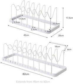 Cremagliera bianca regolabile per coperchi e padelle Tower - YAMAZAKI