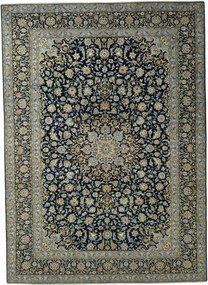 Kashan Tappeto 400x290 Blu (Iran) Annodato A Mano