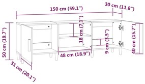 Mobile Porta TV Grigio Sonoma 150x30x50 cm in Legno Multistrato